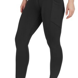 90 Degree Women's Black Ankle-Length Leggings w/side pockets, M